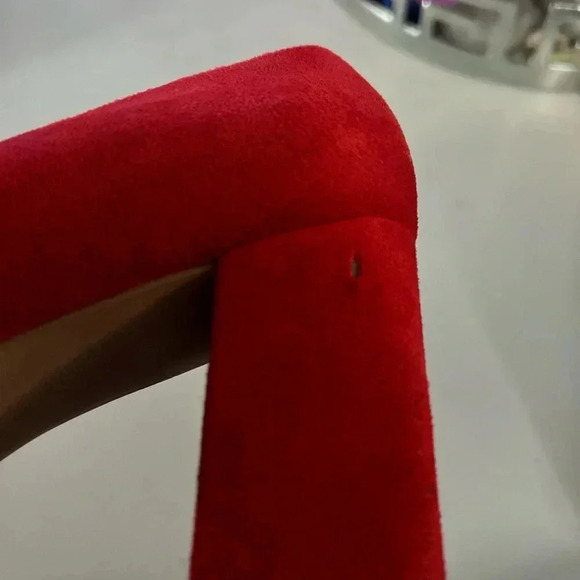 Abound red pointed toe block heel faux suede pumps sz 8 new with small scratch - Picture 7 of 7